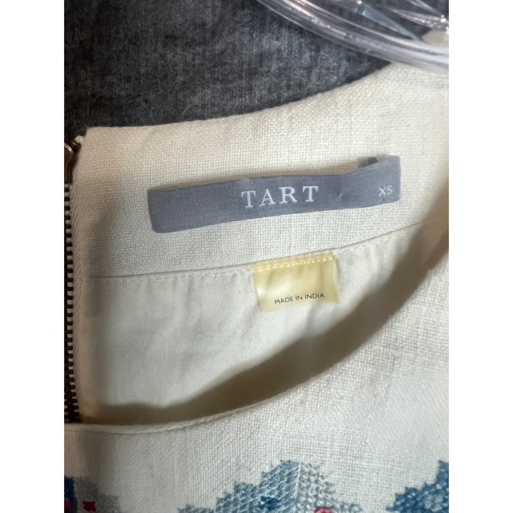 TART Womens XS White Embroidered Cotton Sleeveless Mini Shift Dress T10322N585 - Picture 4 of 10